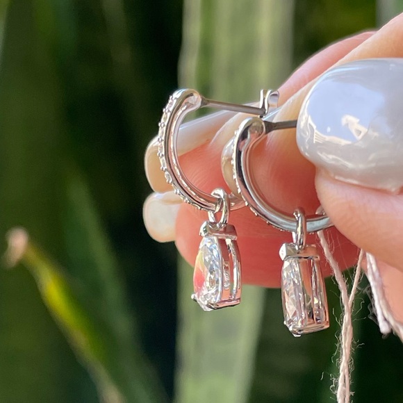 White CZ Sm 13mm Inside-out Hoops - Picture 4 of 11